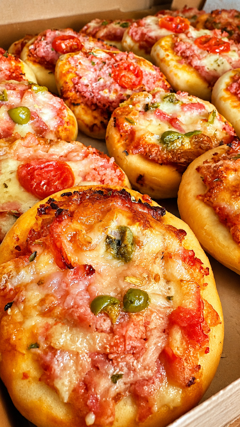 Mini pizzas recém-preparadas